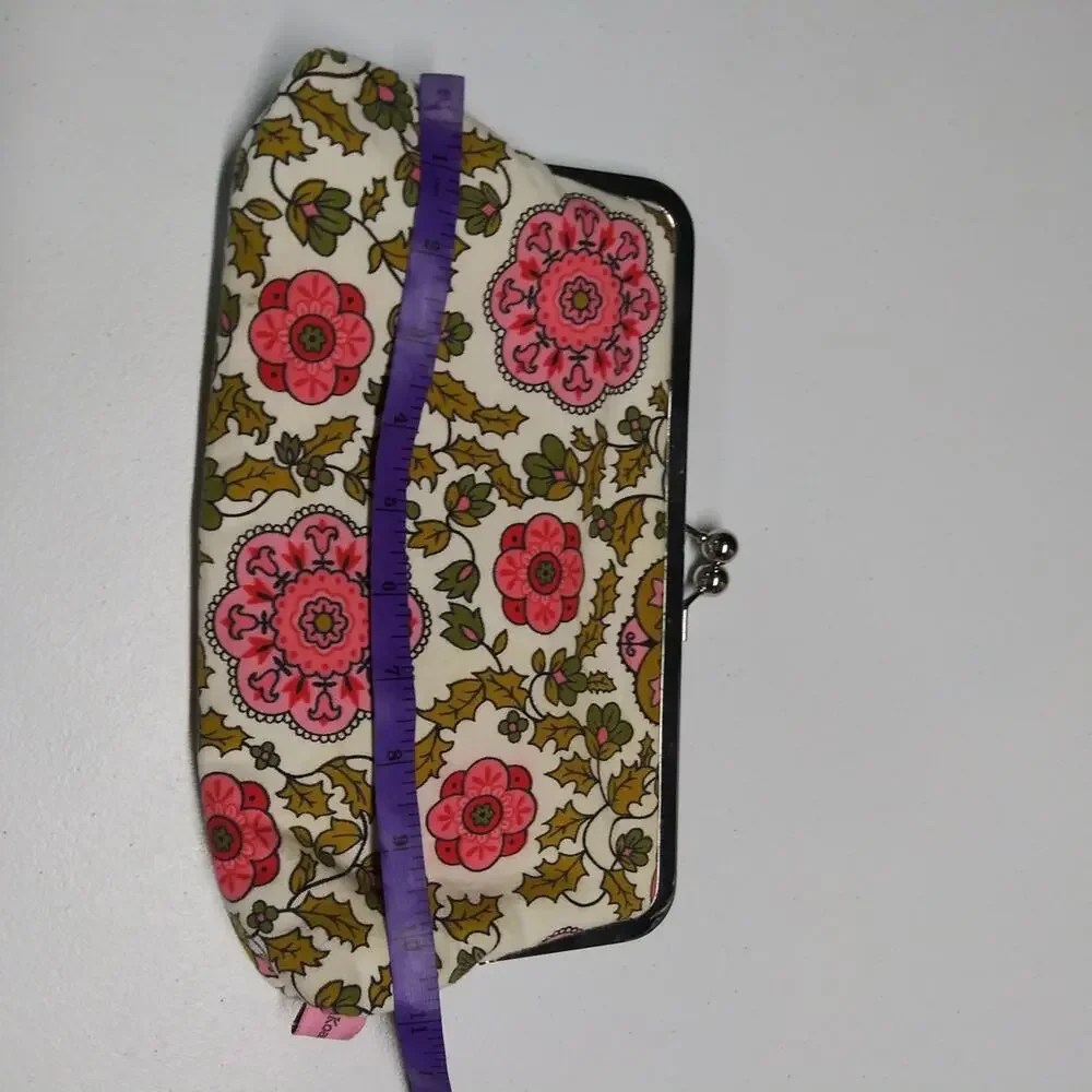 Pink Koala Retro Paisley Floral Pink and Green Clutch Kiss Lock